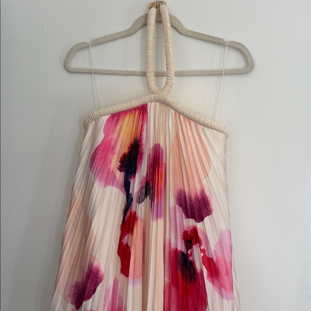 Acler Pearl Embrace Halter Maxi Dress in Cream with Pink Floral - Picture 6 of 7